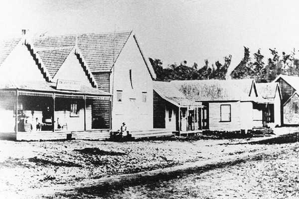 The town of Penguin, Tasmania in 1885. Image courtesy of Libraries Tasmania Penguin Historical Photo: Main Street of Penguin in 1885