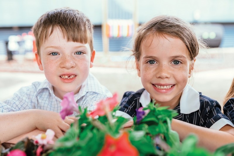Boy and girl kindy students from Singleton learning together at co-educational school