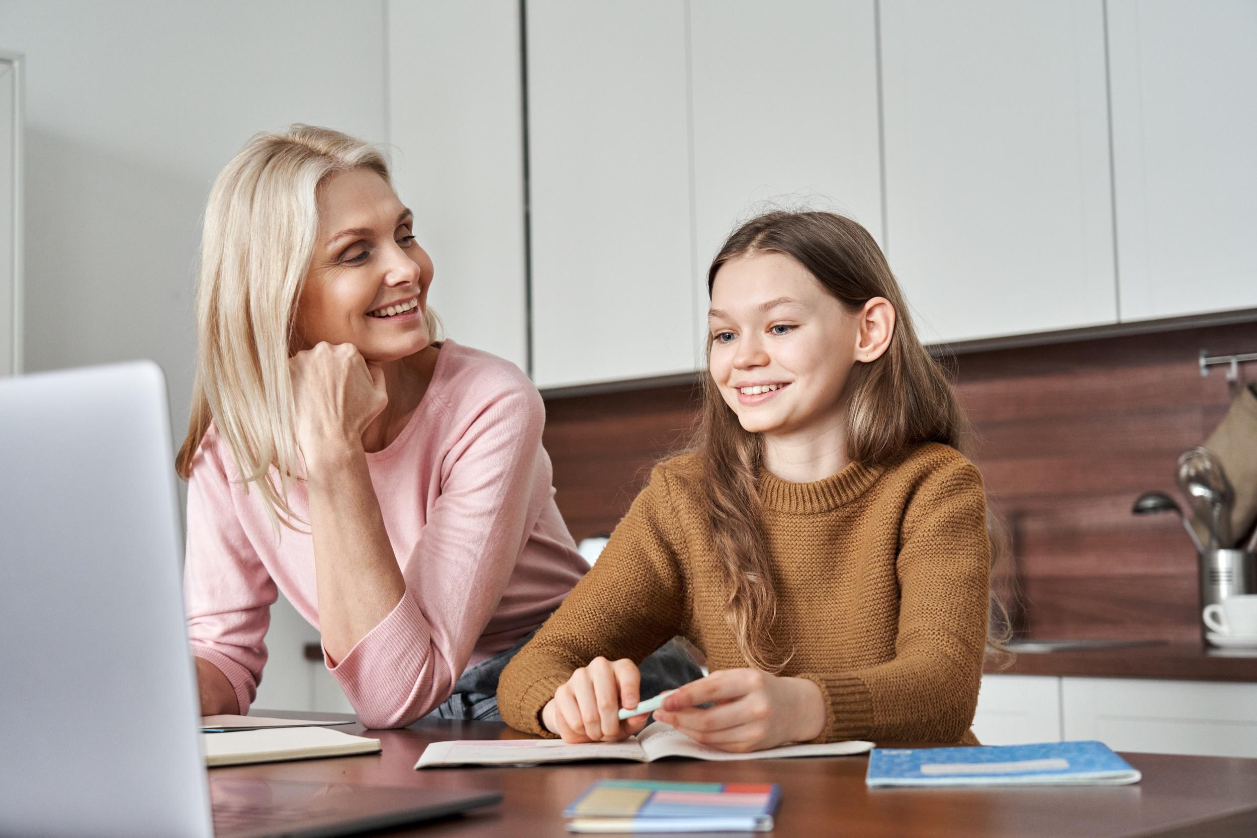 Student engaged in distance education at home during virtual open day
