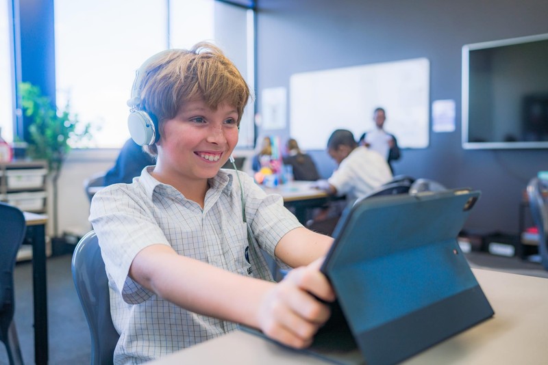 Male secondary student in computer classroom at ACC Launceston