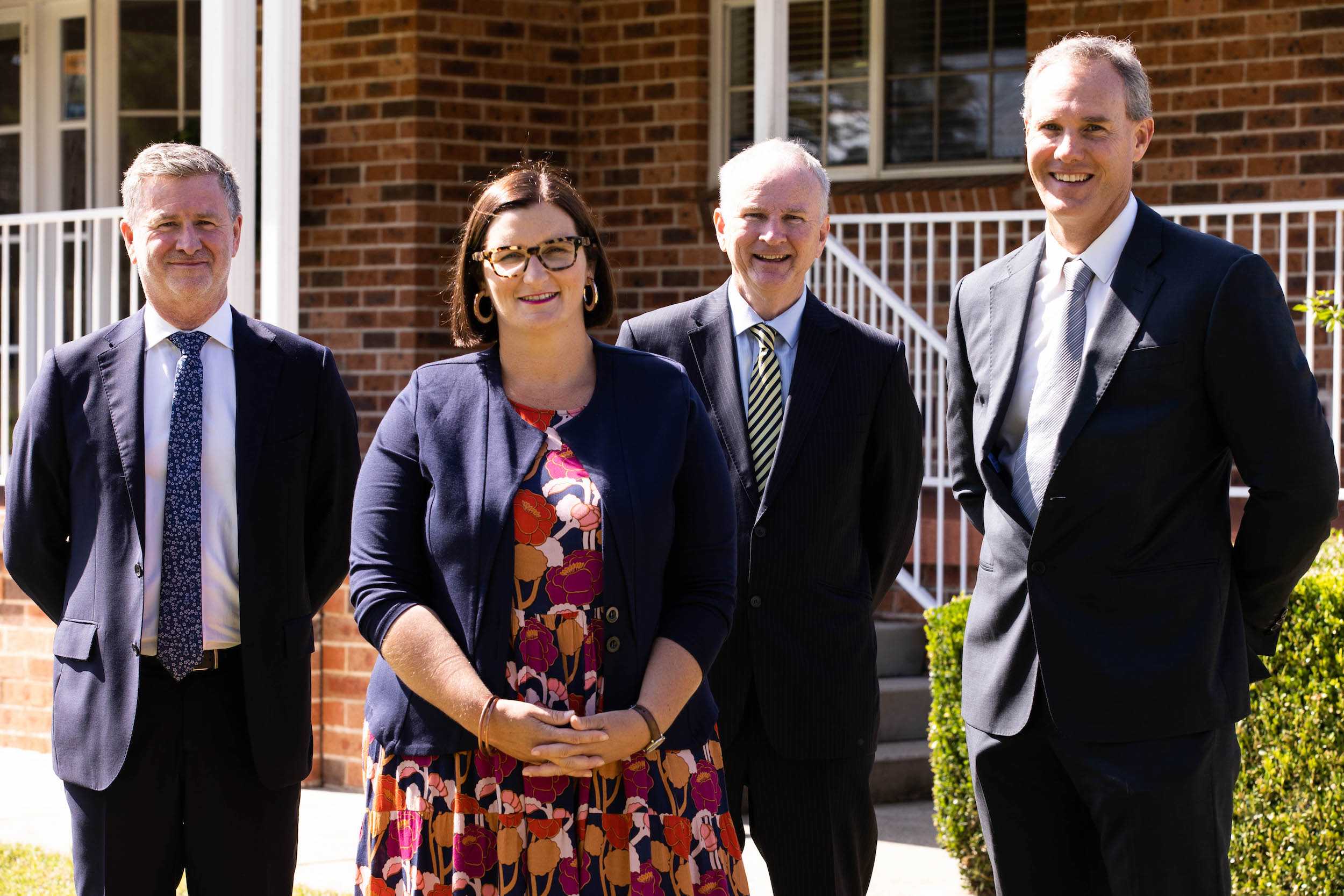 From left to right: School Principal Brendan Corr, NSW Education Minister Sarah Mitchell, Local MP Kevin Conolly and Group CEO David Fyfe.
