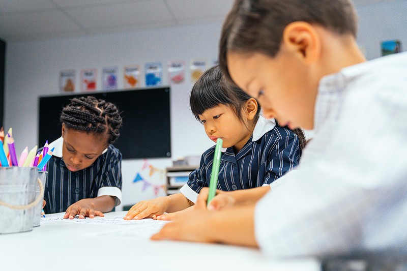 Young North-west Sydney students colouring in