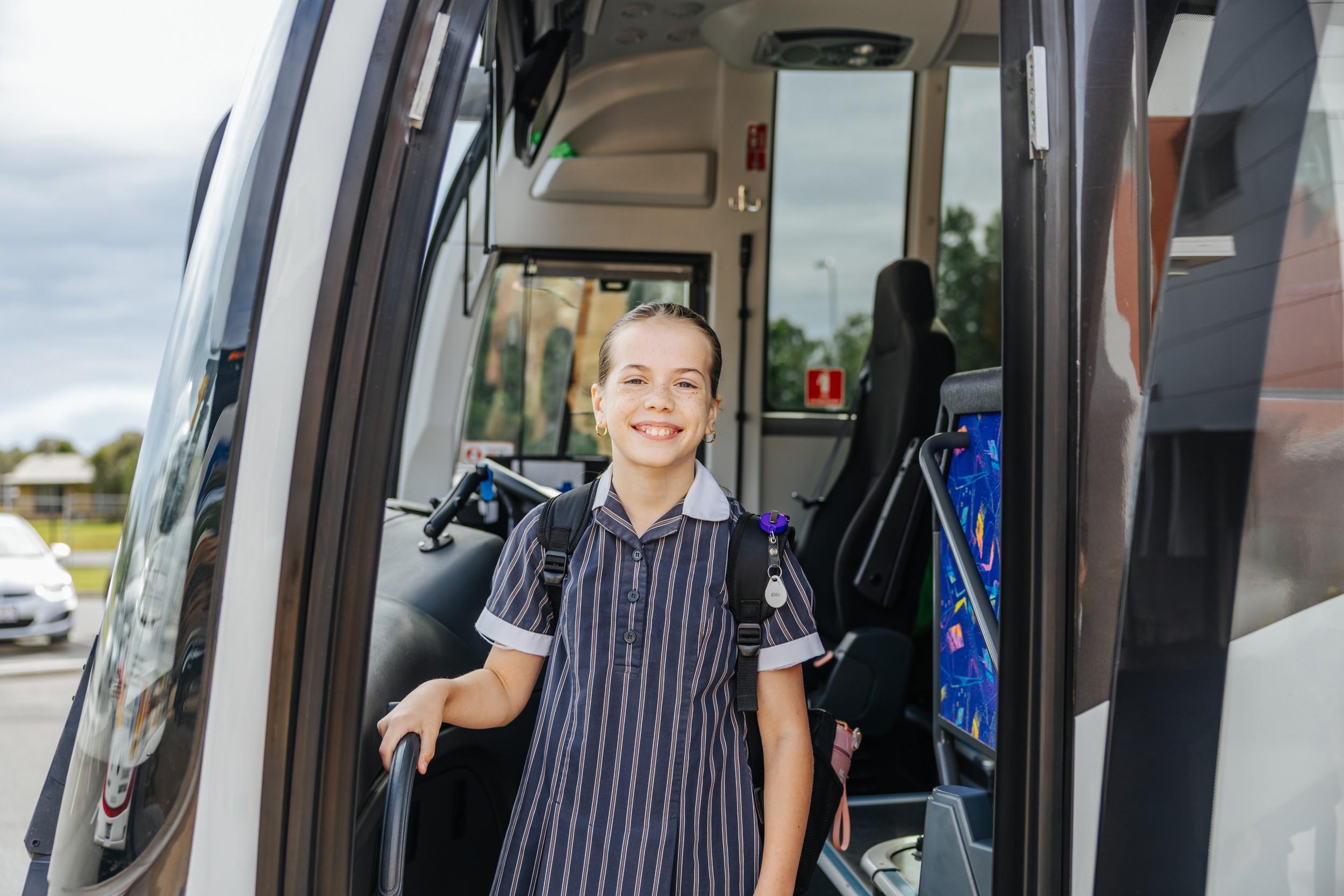 ACC Moreton student boarding the school bus