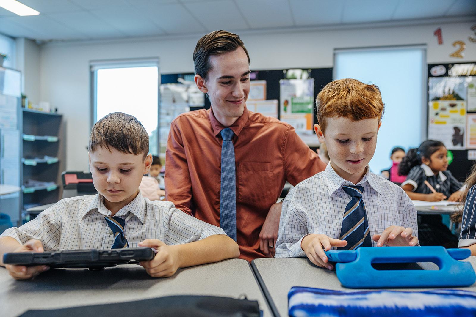 Secondary students engaged in a direct instruction lesson with their teacher