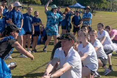 Queensland Distance Education students competing in tug-of-war at athletics carnival