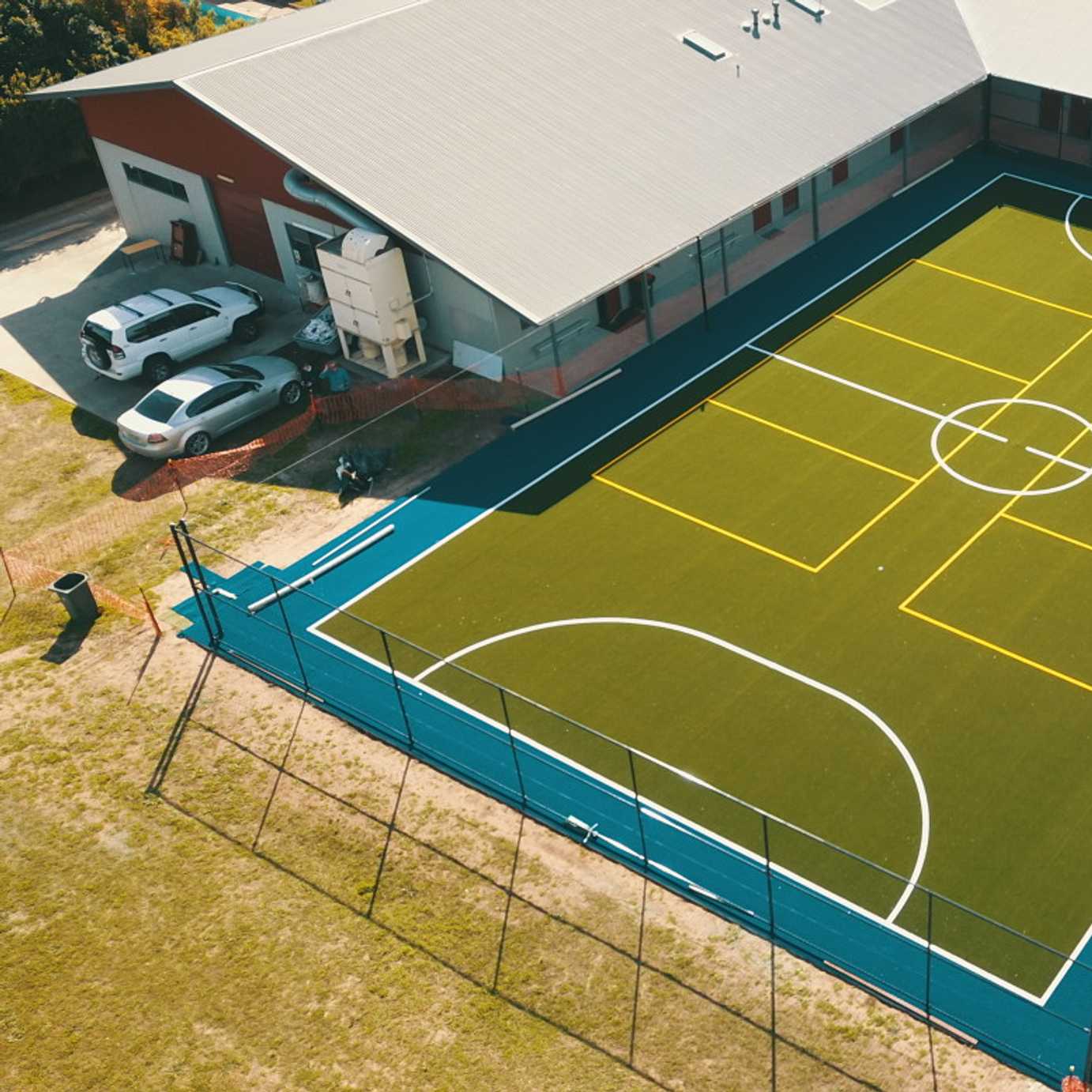 arial shot of futsal field