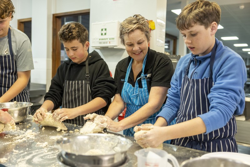 Dining room where boarding students share meals together