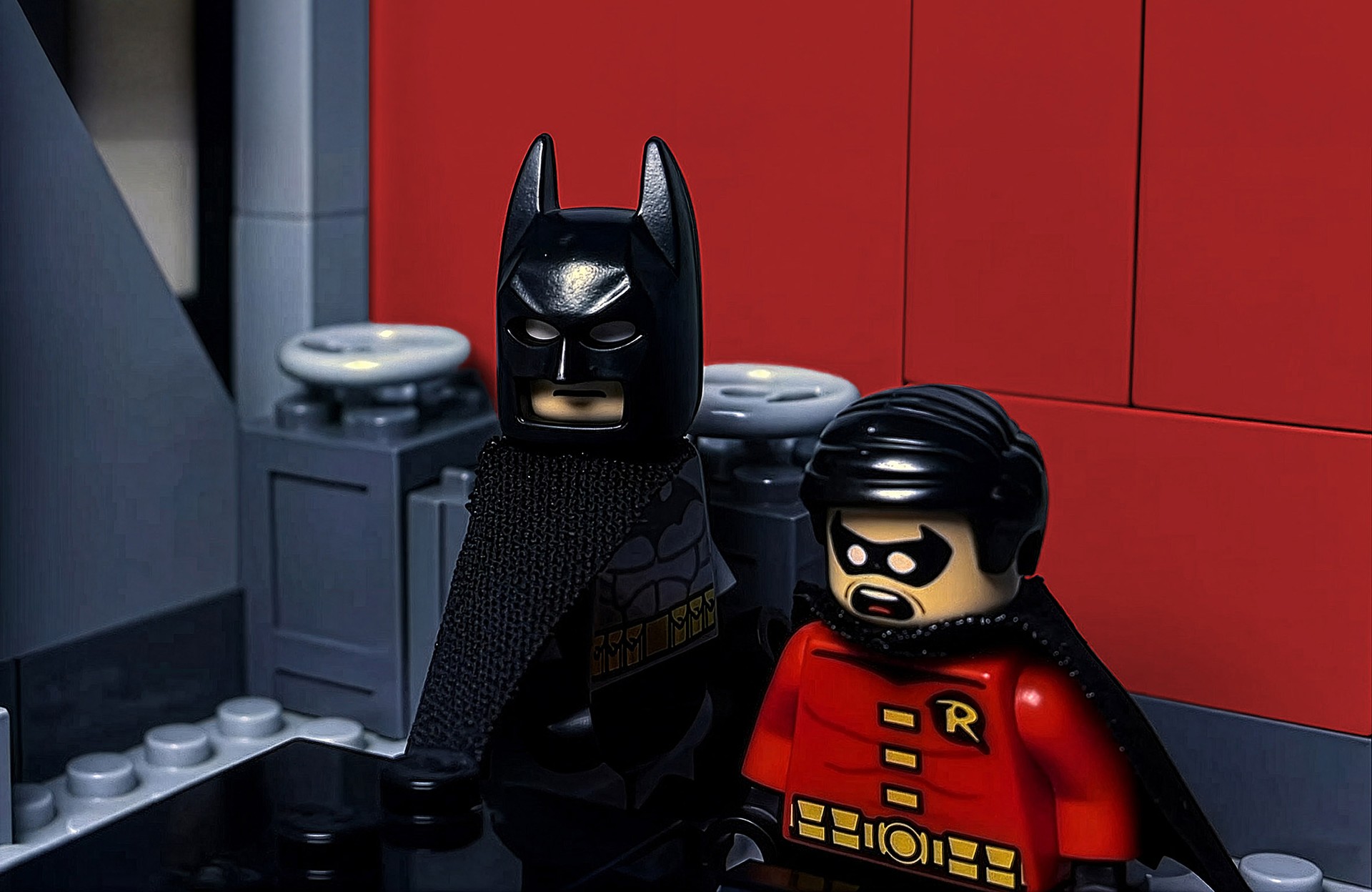 Lego Batman and Robin stop-motion animation frame