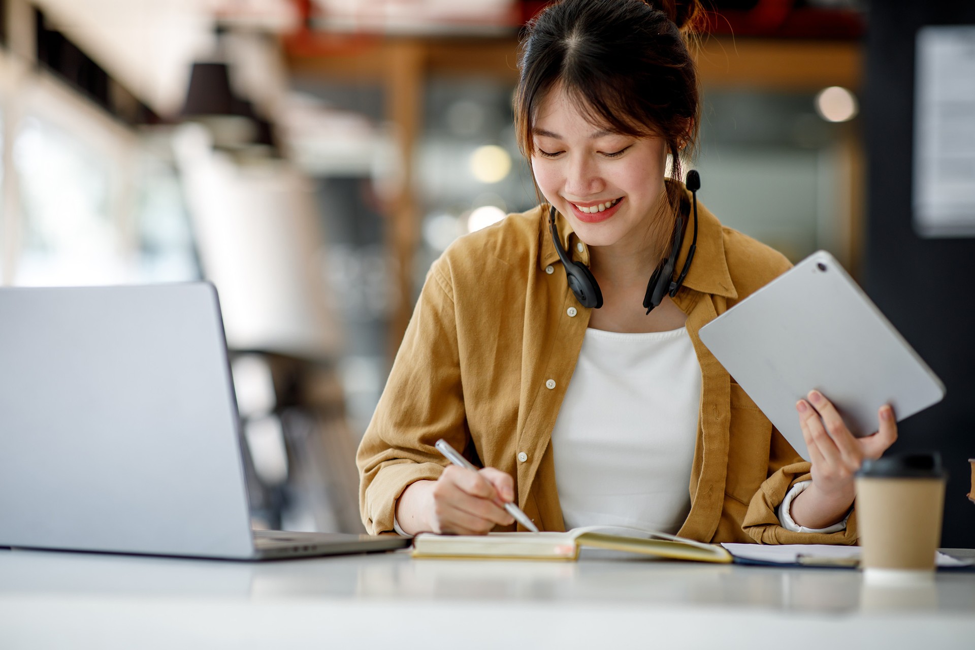 Online education student working on a laptop